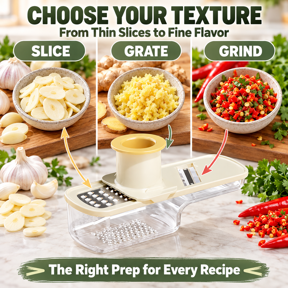 Multifunctional Garlic Grinder & Mandoline Slicer
