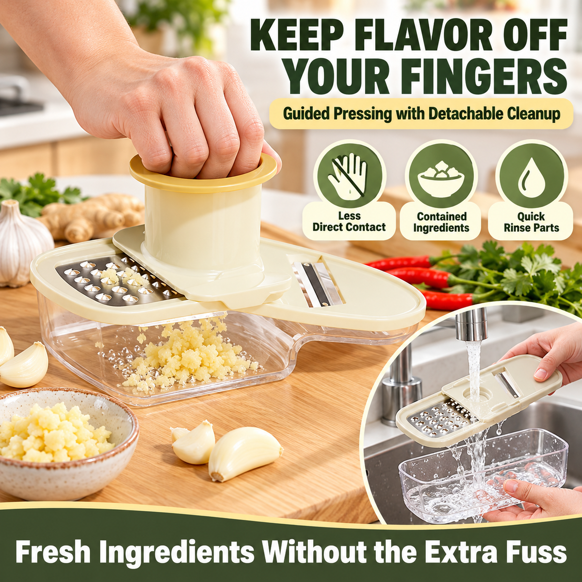 Multifunctional Garlic Grinder & Mandoline Slicer