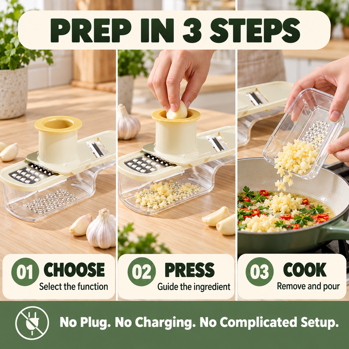 Multifunctional Garlic Grinder & Mandoline Slicer