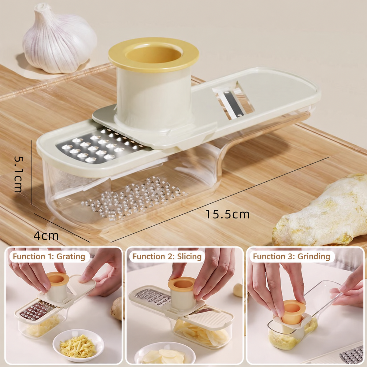 Multifunctional Garlic Grinder & Mandoline Slicer