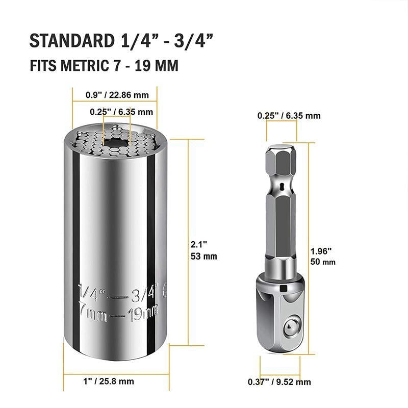 🔧 One Socket for 7–19 mm Nuts & Bolts