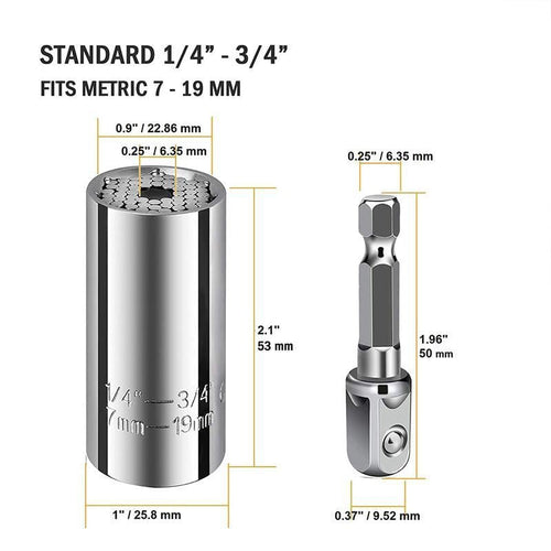 🔧 One Socket for 7–19 mm Nuts & Bolts
